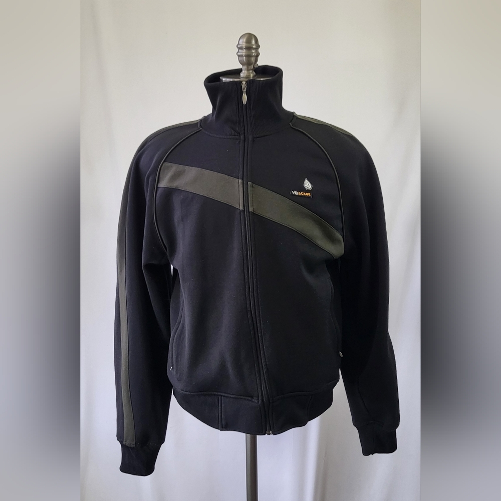 Volcom Active Men's Full Zip Up Athletic Black Track Jacket Size XL